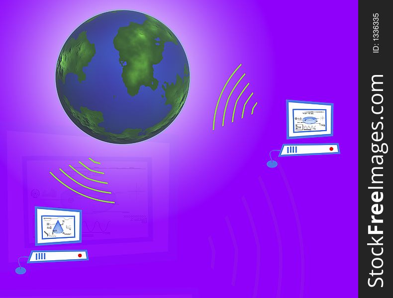 The earth and computer unit connected using wireless signal. The earth and computer unit connected using wireless signal