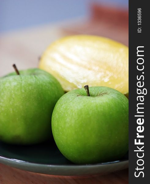 Luscious fresh fruit - green apples and mango