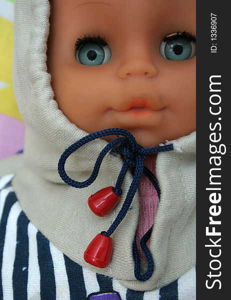 Baby toy with blue eyes