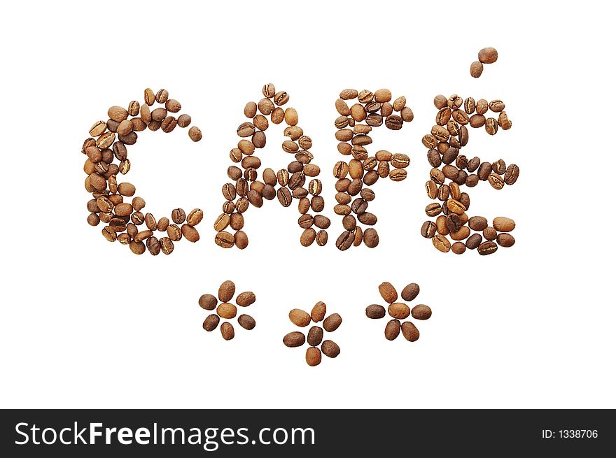 Cafï¿½ word made from coffee beans