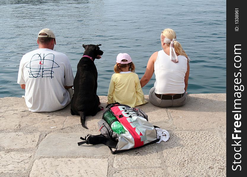 A Family Waiting for the Ship. A Family Waiting for the Ship