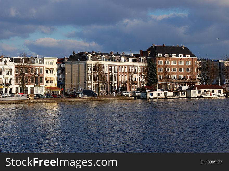 Some houses in Amsterdam at the Amstel river. Some houses in Amsterdam at the Amstel river