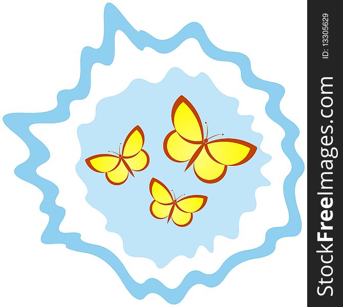 Graphic illustration of three butterflies