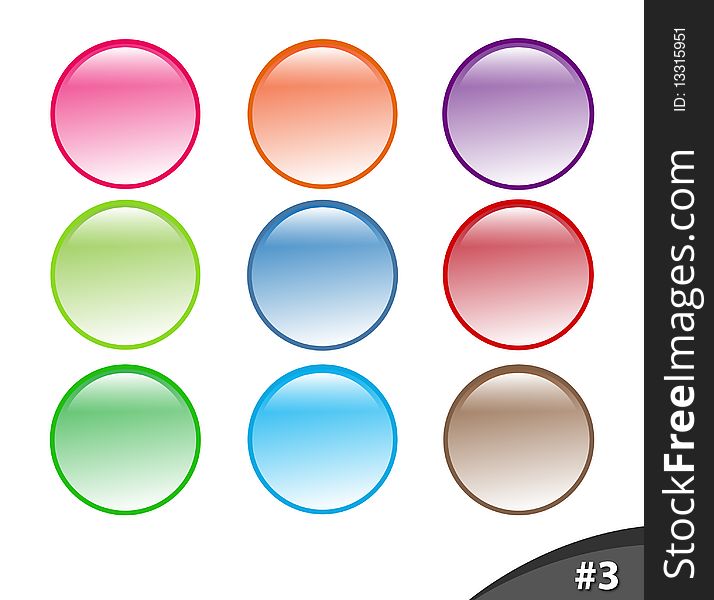 A set of shiny colorful website buttons isolated over white background, part 3. A set of shiny colorful website buttons isolated over white background, part 3