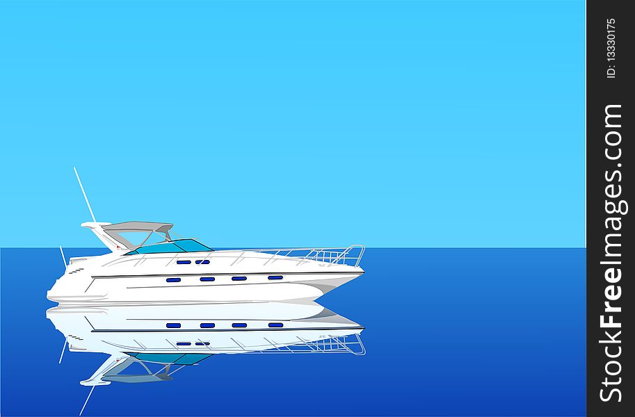 Ship on sea,  illustration. Ship on sea,  illustration