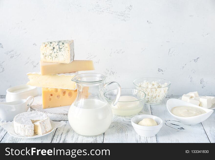 Assortment of dairy products close-up