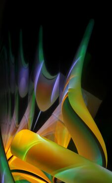 Rolls Of Paper Painted By Light And Reflected In The Mirror Surface Stock Photography