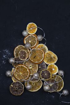 Christmas Tree Made Of Orange And Lemon Slices. Christmas Tree M Stock Photography
