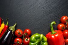 Colorful Vegetables For Healthy Diet On Black Background Stock Photos