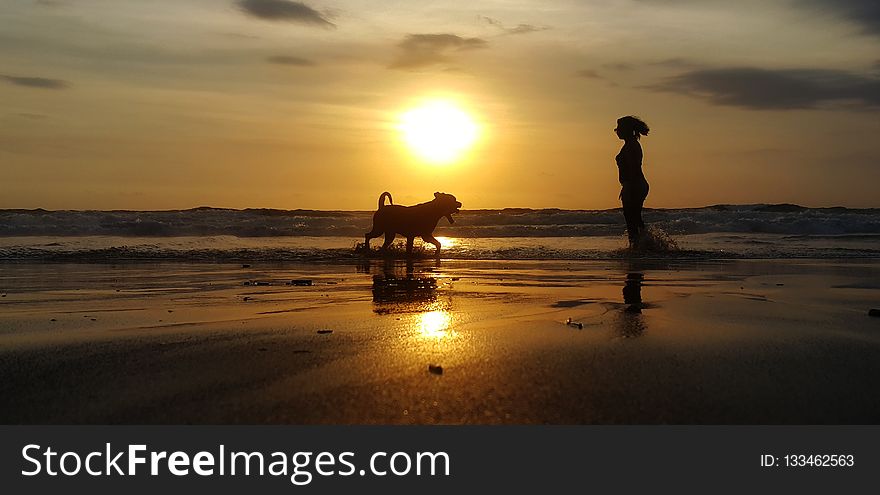 Sea, Sunrise, Sunset, Horizon