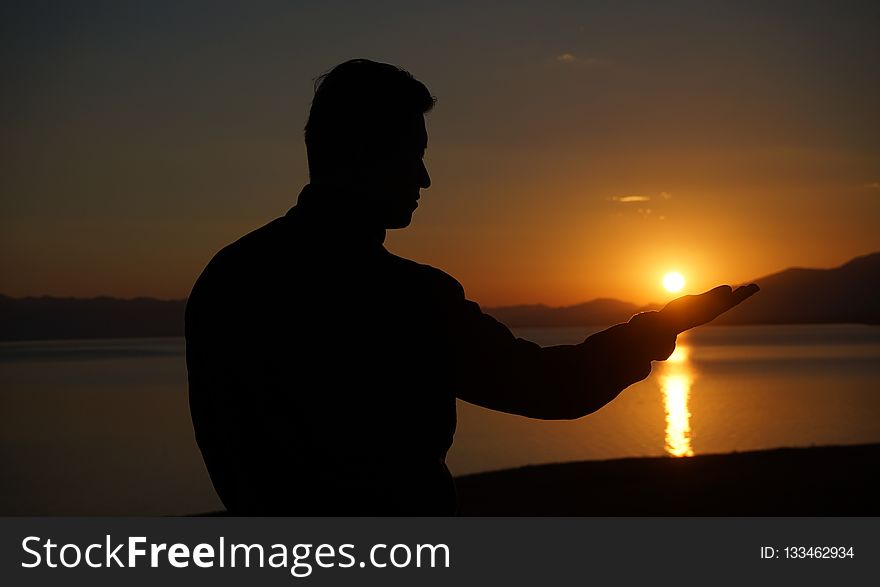 Sunrise, Silhouette, Sunset, Sky