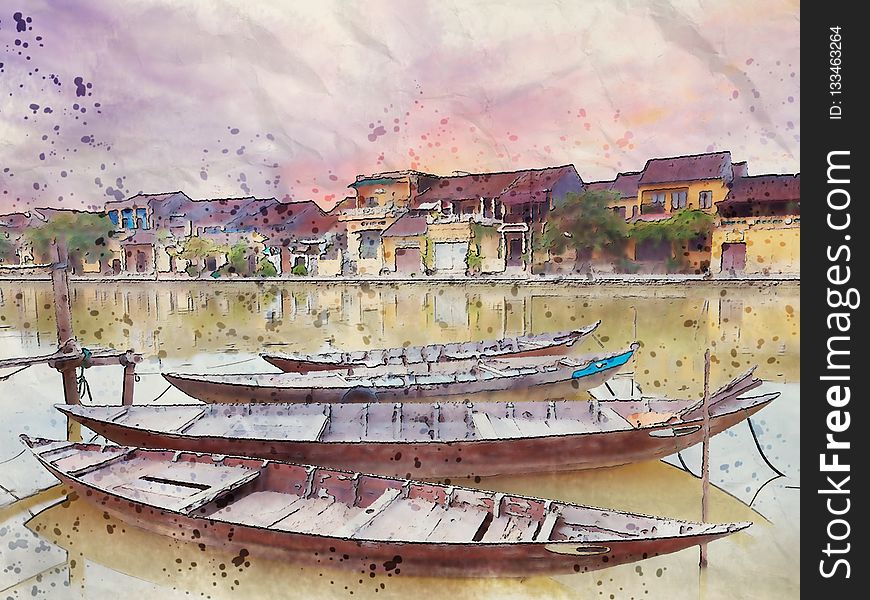 Water Transportation, Watercolor Paint, Painting, Sky