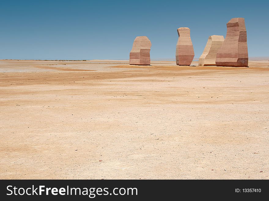 Sculptures on a entrance to a Ras Mohammed National Park. Sculptures on a entrance to a Ras Mohammed National Park