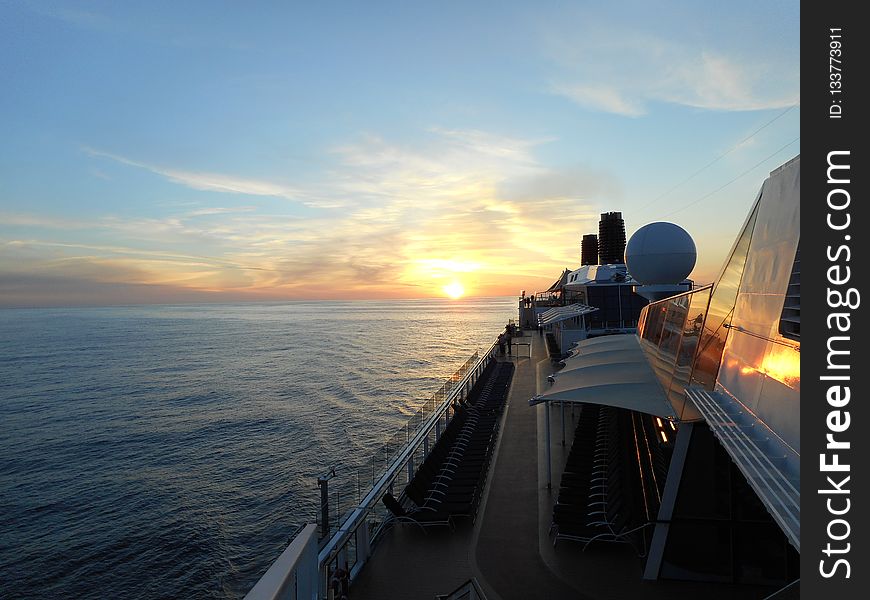 Sea, Sky, Horizon, Sunset