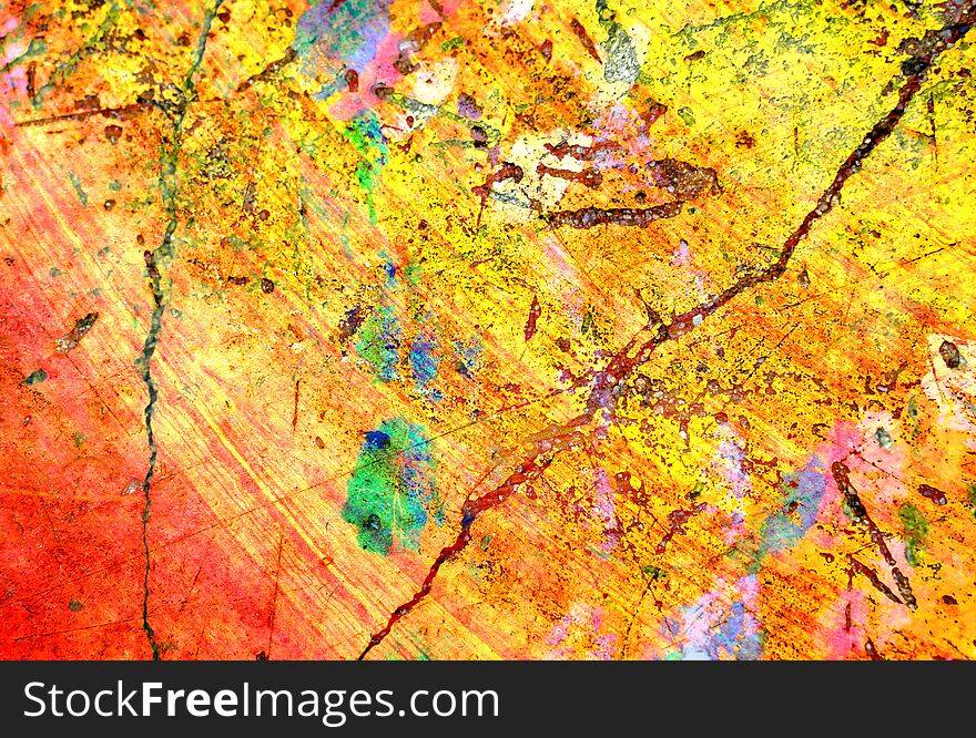Yellow ,brown,pink and green concrete wall paint abstract background