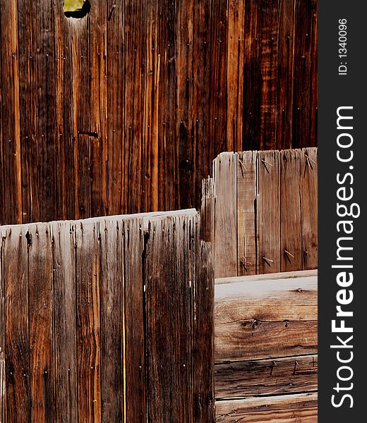 Weathered wooden boards showing grain from old mine. Weathered wooden boards showing grain from old mine.