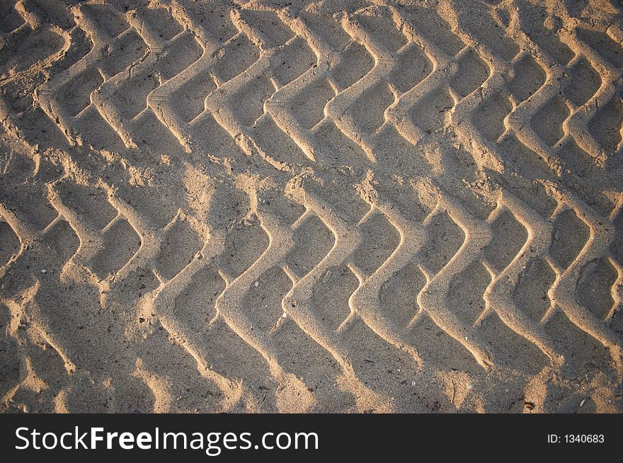 Tire tracks in Beach Sand. Tire tracks in Beach Sand