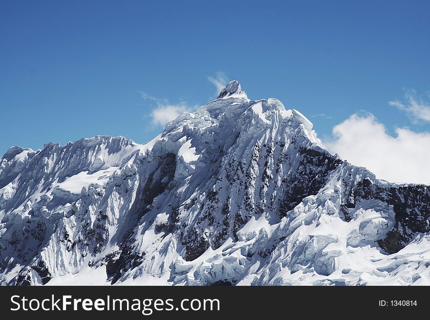 View Jancarurish peak in the Cordilleras mountain. View Jancarurish peak in the Cordilleras mountain