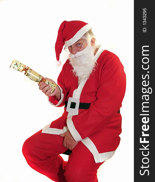 Santa wants you to pull his christmas cracker. Santa wants you to pull his christmas cracker