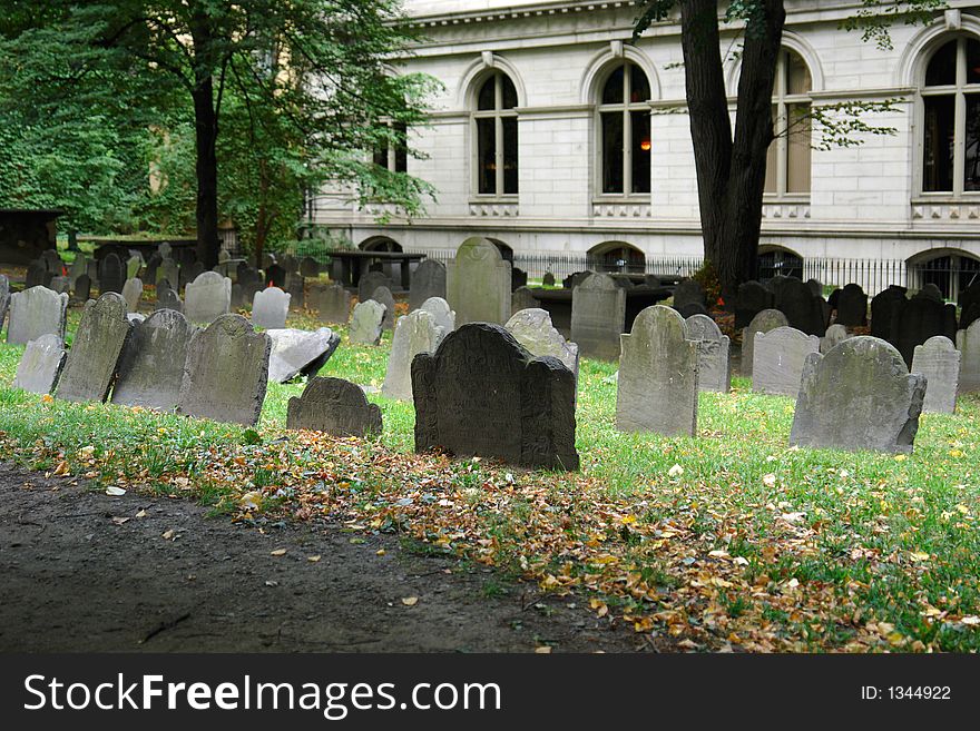 One of the oldest graveyards in america is in boston massachusetts, here is a scene from king's chapel cemetery. One of the oldest graveyards in america is in boston massachusetts, here is a scene from king's chapel cemetery