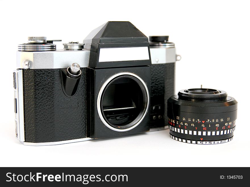 SLR photo camera in isolated