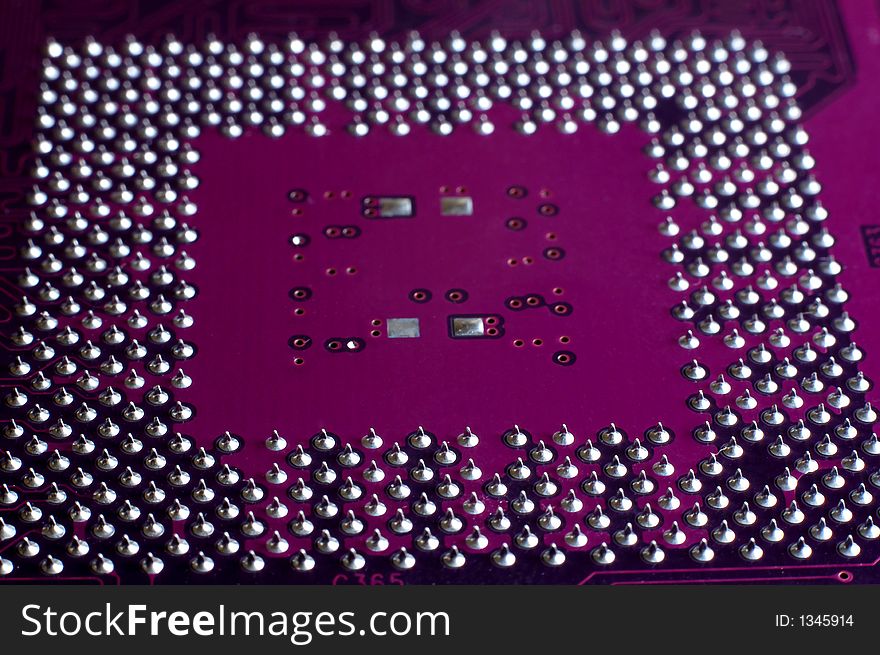 Microprocessor - solder layer, motherboard - violet.