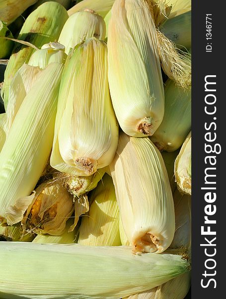 Corn cobs on a marketplace