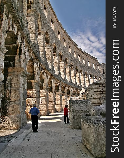 A ruin of Arena in Pula, Croatia