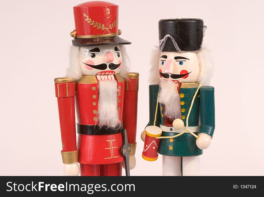 Isolated Red and Green Christmas Nutcrackers