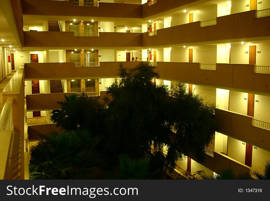 Patio of one hotel on majorca island