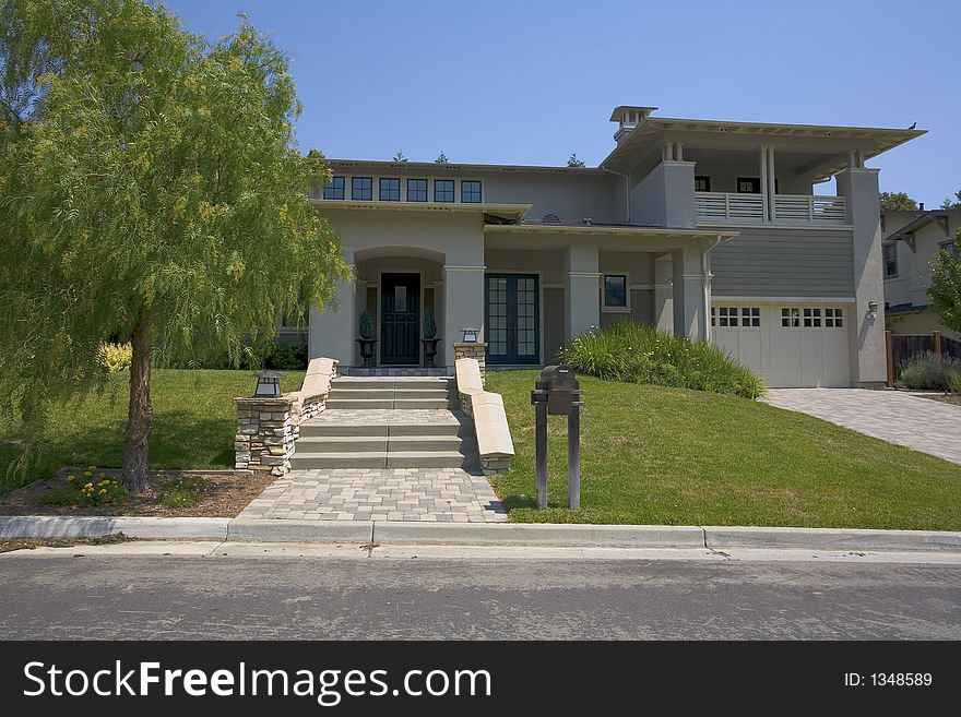 Exterior shot of a two story, contemporary home that was recently constructed in Northern California. Exterior shot of a two story, contemporary home that was recently constructed in Northern California.