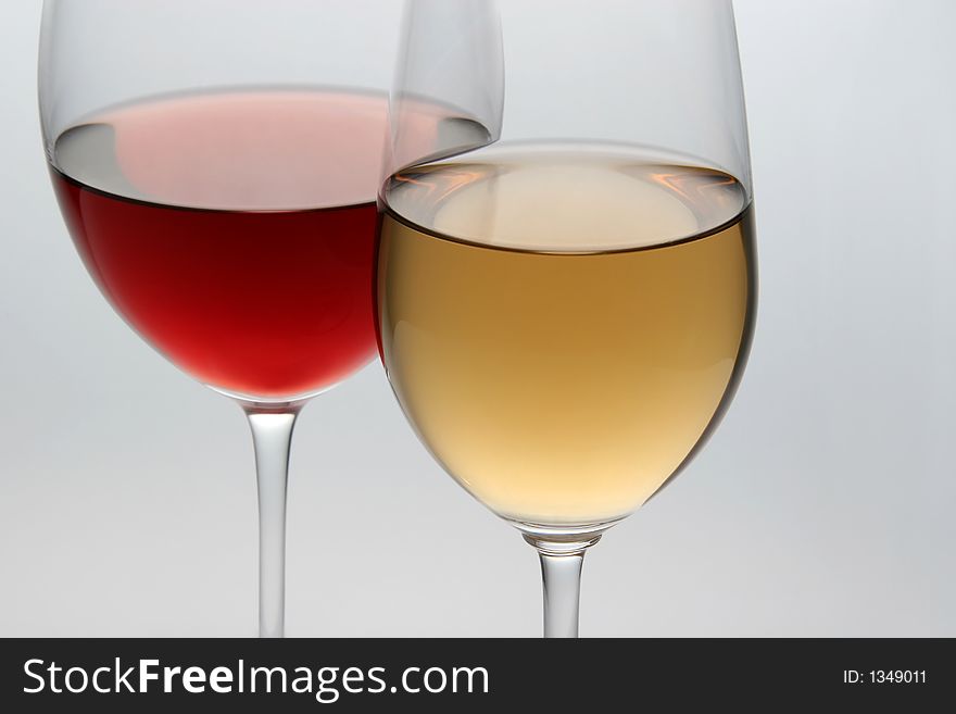 Wineglasses with wine on the table