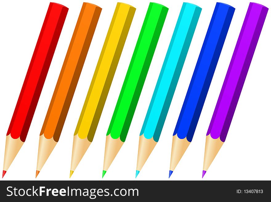 Graphic illustration of seven pencils