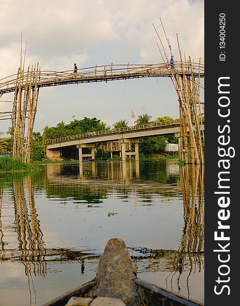 Reflection, Bridge, Water, Waterway