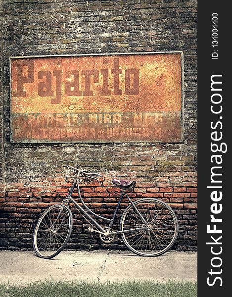 Wall, Brick, Bicycle, Font