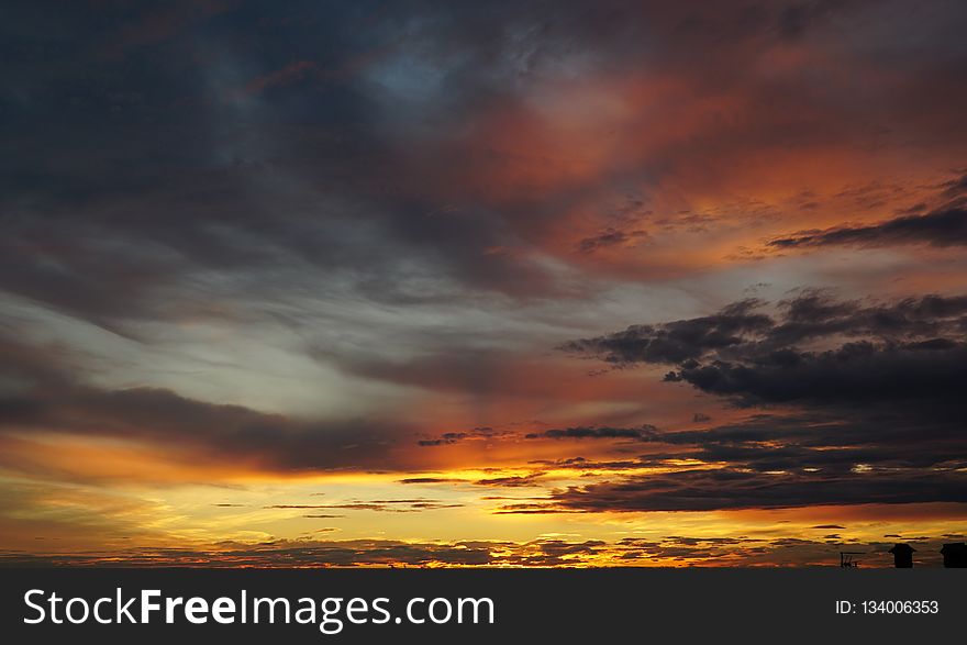 Sky, Afterglow, Red Sky At Morning, Dawn