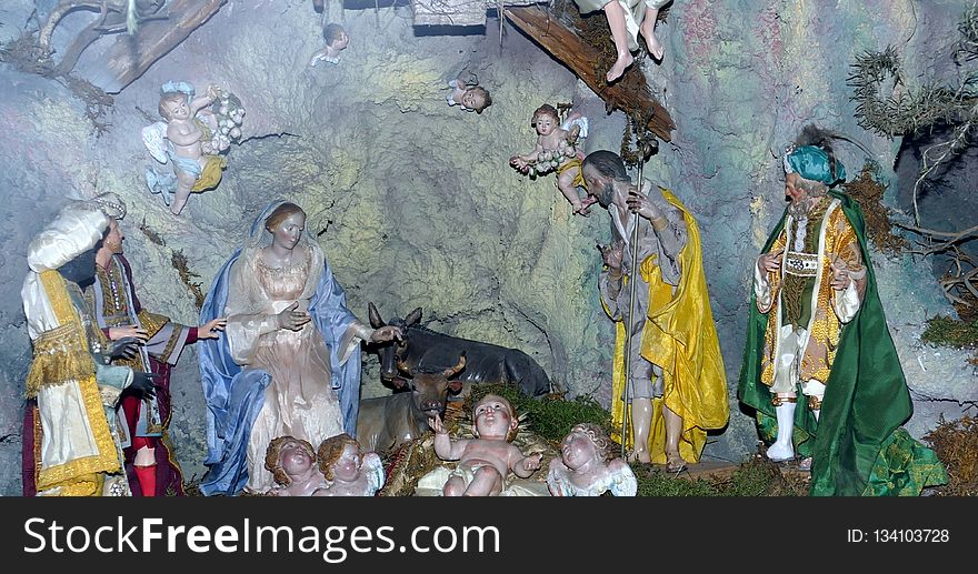 Nativity Scene, Religion, Painting, Manger