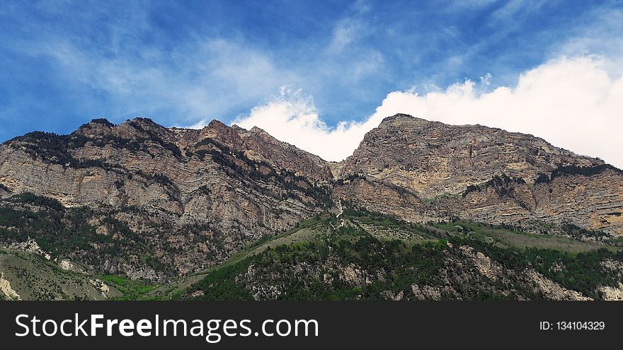 Mountainous Landforms, Mountain, Sky, Ridge