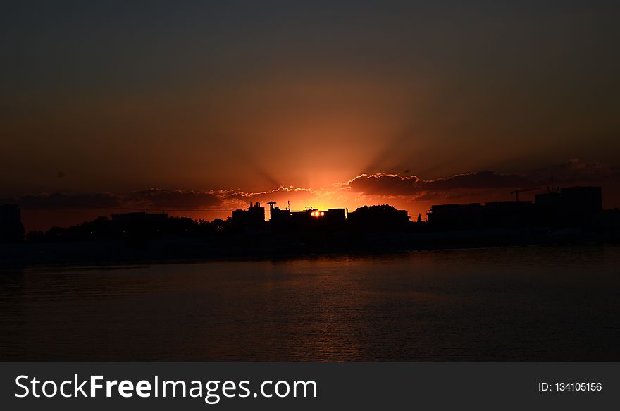 Sky, Sunset, Horizon, Afterglow