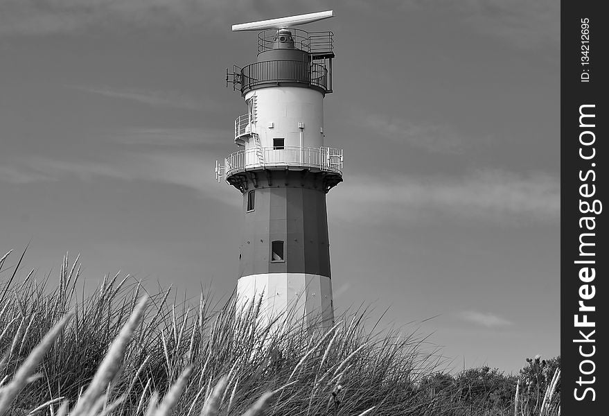 Lighthouse, Tower, Black And White, Monochrome Photography