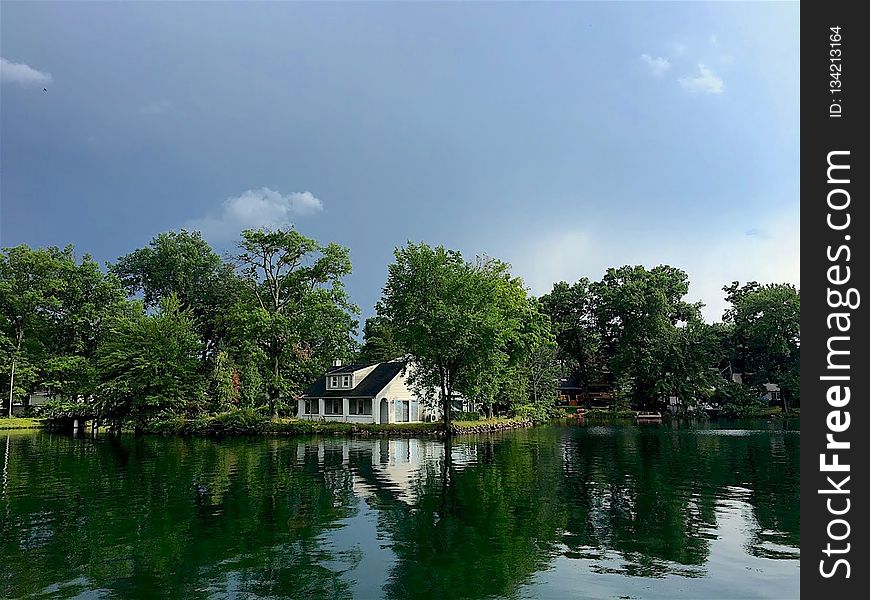 Reflection, Waterway, Water, Sky