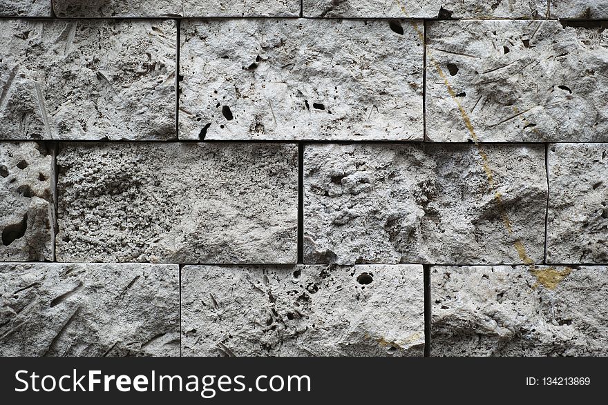 Wall, Stone Wall, Rock, Black And White