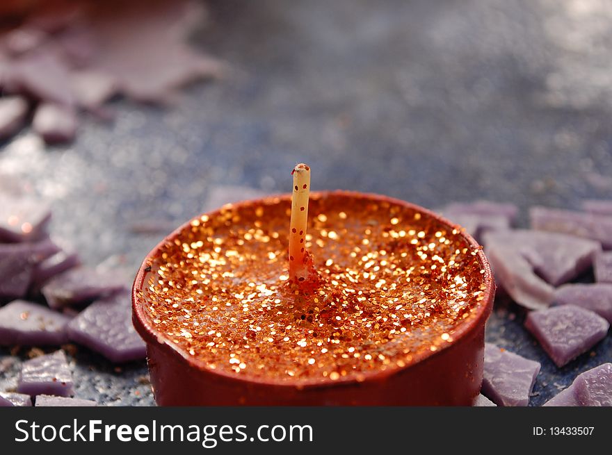 Macro image of a glitter candle