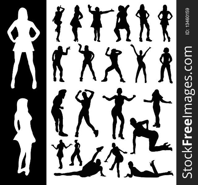 Silhouettes Of Active Women