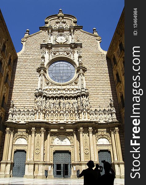 Montserrat monastery - Basilica facade, Catalonia, Spain. Montserrat monastery - Basilica facade, Catalonia, Spain