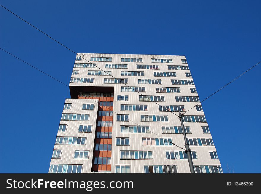 A very modern tower in the sky. A very modern tower in the sky