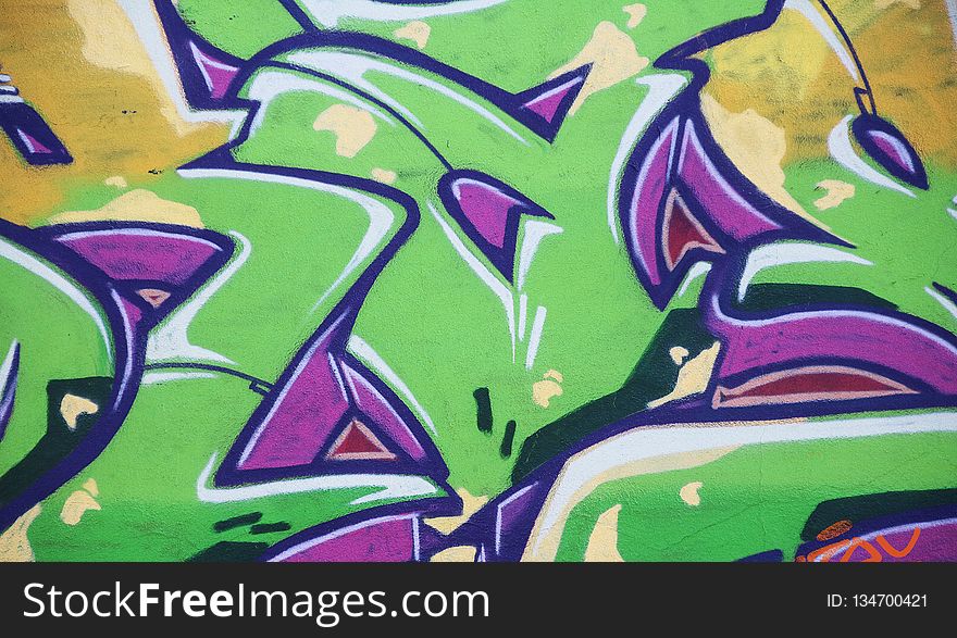 Art, Graffiti, Green, Purple