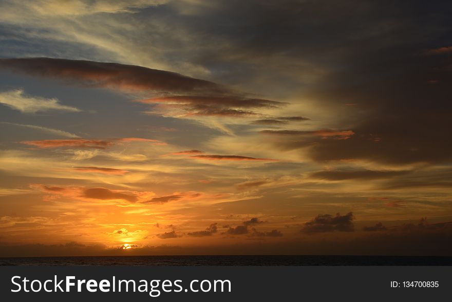 Sky, Horizon, Afterglow, Sunset