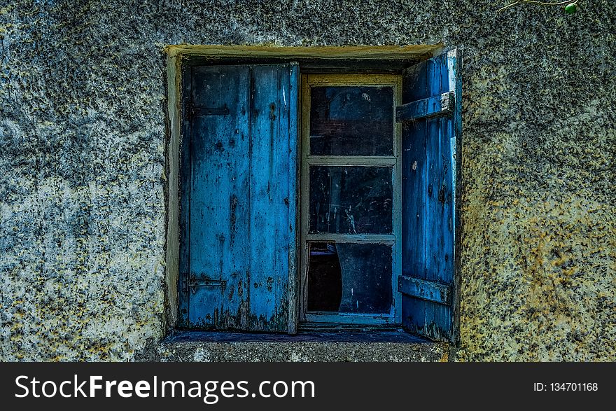 Blue, Wall, Window, House