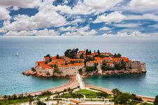 Sveti Stefan Island In Budva In A Beautiful Summer Day, Montenegro Royalty Free Stock Image